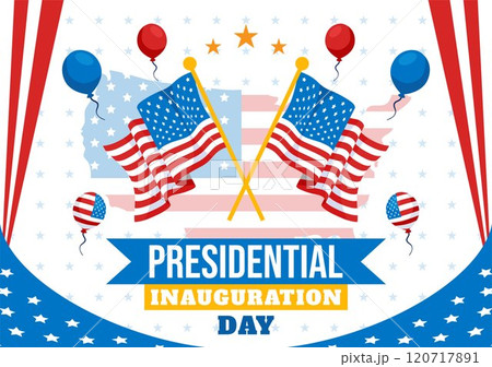 USA Presidential Inauguration Day Vector Illustration on January 20 Featuring the Capitol Building in Washington D.C. and the American Flag Design 120717891