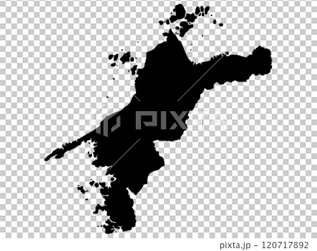 少しゆるい愛媛県のシルエット 四国地方 120717892