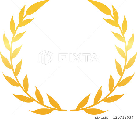 Circular golden laurel wreath symbolizing triumph, success, and excellence, creating a visual representation of accomplishment and honor 120718034