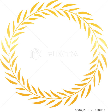 Beautiful golden laurel wreath symbolizing victory, achievement, and honor on a white background, perfect for celebrating accomplishments and honoring champions 120718053