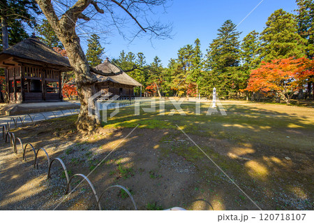 特別名勝毛越寺の秋 常行堂跡 岩手県 特別名勝毛越寺の秋 常行堂跡 岩手県 120718107