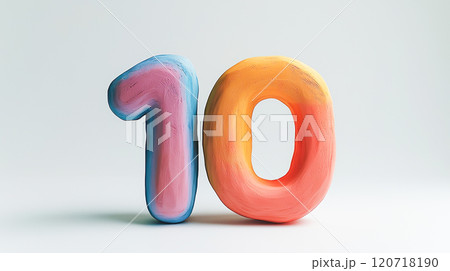 白背景にカラフルな数字の10の3Dイラスト 白背景にカラフルな数字の10の3Dイラスト 120718190