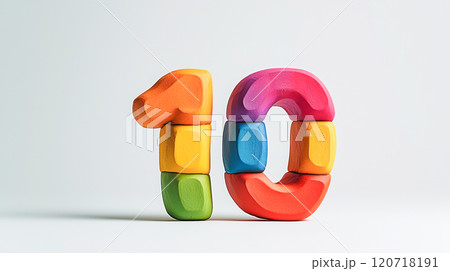 白背景にカラフルな数字の10の3Dイラスト 白背景にカラフルな数字の10の3Dイラスト 120718191