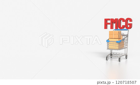 The FMCG text and shopping cart for Business concept 3d rendering. 120718507