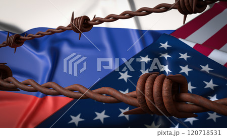 The Russia and USA flag for national or Background concept 3d rendering. 120718531
