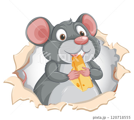 Cheerful Mouse with Cheese Illustration 120718555