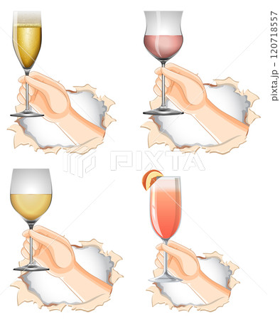 Hands Holding Various Wine Glasses 120718557