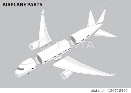 Detailed Airplane Parts Illustration Detailed Airplane Parts Illustration 120718593