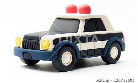 粘土細工風の個性的なデザインのパトカーの3Dイラスト 120718603