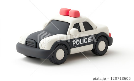 粘土細工風の個性的なデザインのパトカーの3Dイラスト 120718606