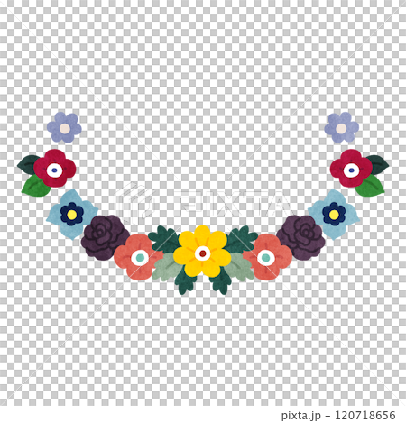 大人可愛いダスティカラーの花のフレーム 120718656