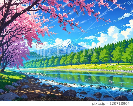 綺麗な雪解け水が流れる春の小川-12 綺麗な雪解け水が流れる春の小川-12 120718904