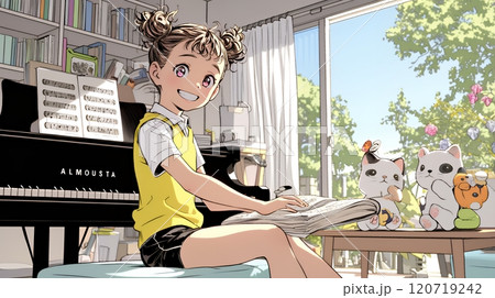 ピアノを弾こうとしている幼い女の子