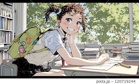勉強している幼い女の子