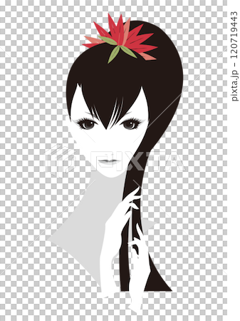 赤い花をつけた女性のイラスト 120719443