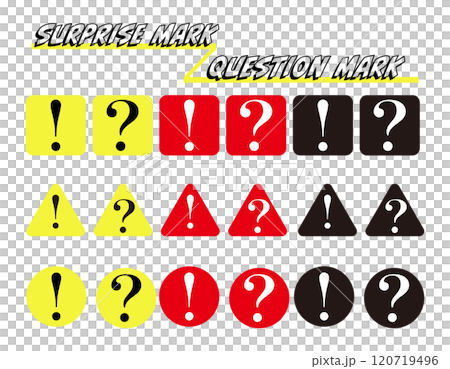 ビックリマーク・クエスチョンマーク 四角・三角・丸 カラー1 ビックリマーク・クエスチョンマーク 四角・三角・丸 カラー1 120719496