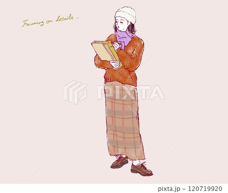 ファイルを持ってメモするおしゃれな女性 120719920