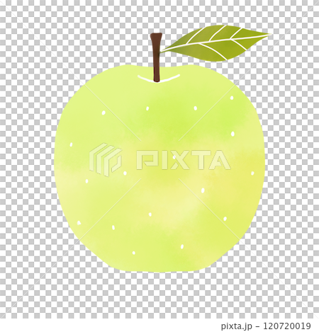 水彩風　葉付き青りんごのイラスト 120720019