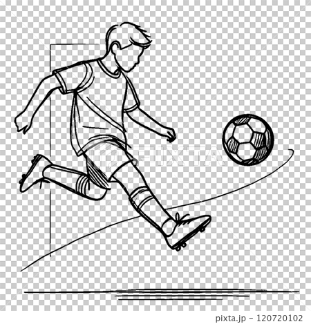 一個男人踢足球插畫素材 120720102