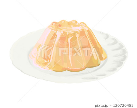 フルーツゼリー（白桃、果肉入り）皿付き 120720483