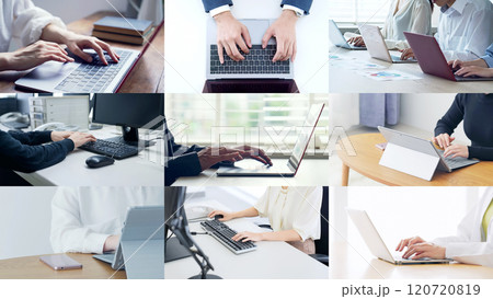 パソコンを使う人々のコラージュ パソコンを使う人々のコラージュ 120720819