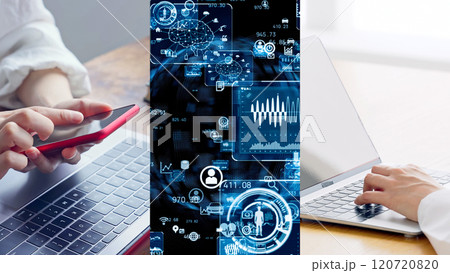 デジタルトランスフォーメーションのコラージュ デジタルトランスフォーメーションのコラージュ 120720820