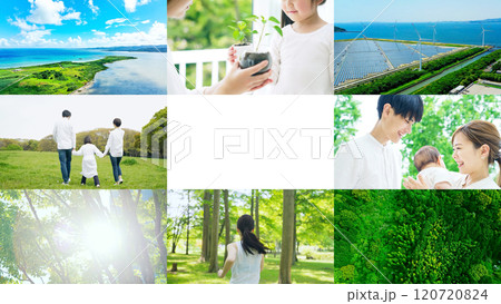 家族と自然環境イメージのコラージュ 120720824