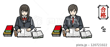 受験勉強する高校生（汗と張り紙つき） 120721022