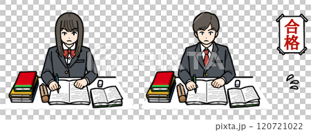 受験勉強する高校生（汗と張り紙つき） 120721022