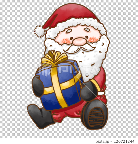 Seated Santa Claus holding a gift Seated Santa Claus holding a gift 120721244