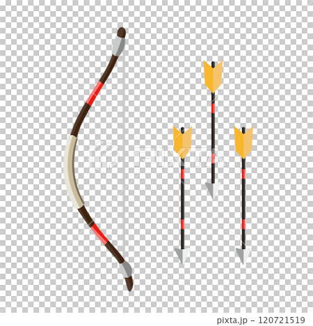 シンプルな弓と三本の矢のイラスト 120721519