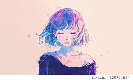 目を瞑る女性のポートレート 120721684