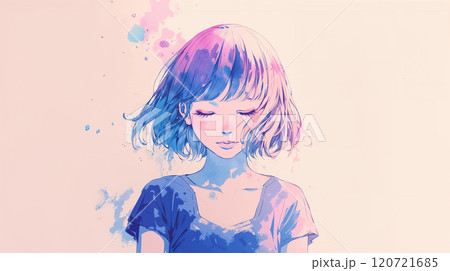 目を瞑る女性のポートレート 120721685