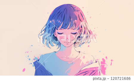 目を瞑る女性のポートレート 120721686