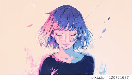 目を瞑る女性のポートレート 120721687