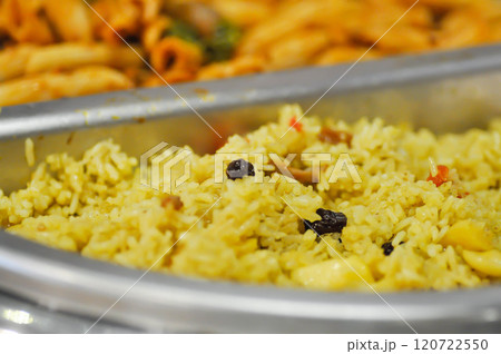 stir fried rice or fried rice with raisin ,tomato and potato stir fried rice or fried rice with raisin ,tomato and potato 120722550