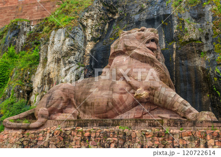 The Lion of Belfort is an 1880 monumental sculpture by Bartholdi in Belfort, France The Lion of Belfort is an 1880 monumental sculpture by Bartholdi in Belfort, France 120722614