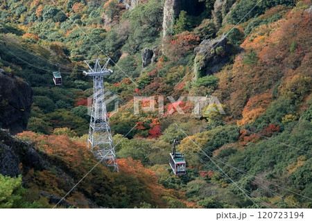 寒霞渓 ロープウェイを眺める 秋の景観 (香川県 小豆島) 寒霞渓 ロープウェイを眺める 秋の景観 (香川県 小豆島) 120723194