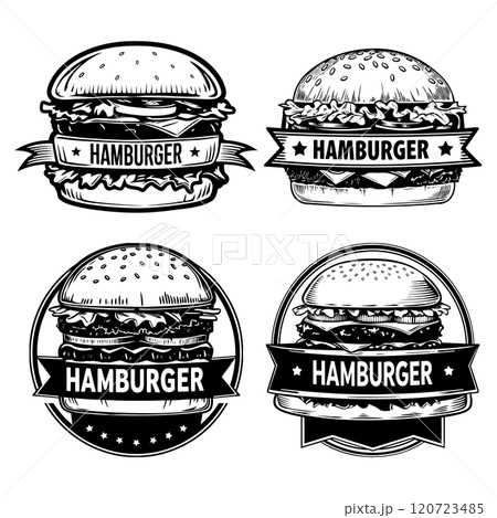 hamburger logo set retro style hamburger logo set retro style 120723485
