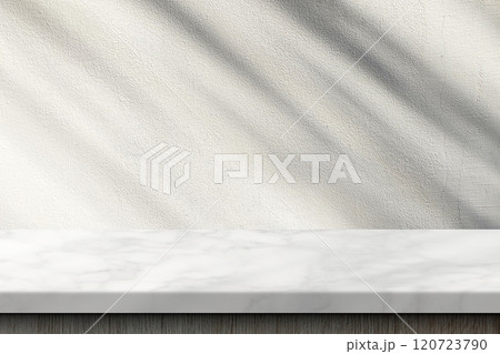 Marble Table and Concrete Wall Background with Light Beam to the Surface 120723790