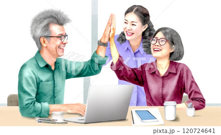 Group of businessmen are having success working at the office. 120724641