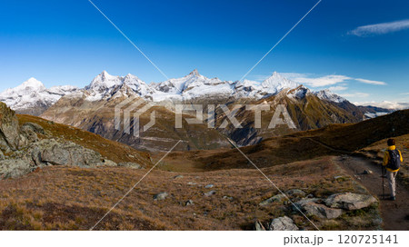 ローテンボーデンからリッフェルベルグへのトレッキング　ヴァリス山群の絶景　スイス　ツェルマット 120725141
