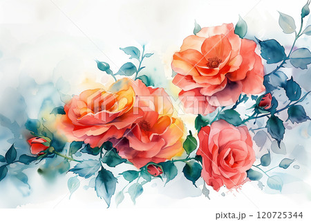Watercolor painting of pink roses. 120725344