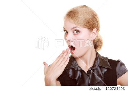 Portrait of surprised businesswoman shocked woman 120725498