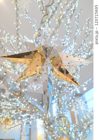 クリスマスツリー飾られた星のオーナメント クリスマスツリー飾られた星のオーナメント 120725695