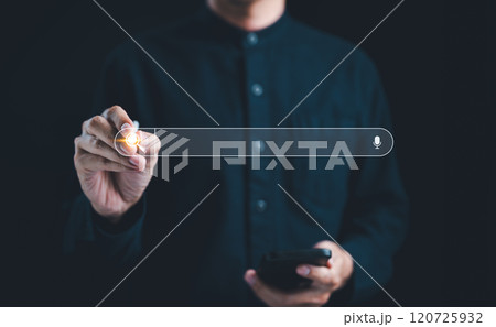 SEO search engine optimization concept. Search bar Interface, Businessman using virtual search bar with magnifying glass icon, SEO and search engine optimization. Searching information on internet, SEO search engine optimization concept. Search bar Interface, Businessman using virtual search bar with magnifying glass icon, SEO and search engine optimization. Searching information on internet, 120725932