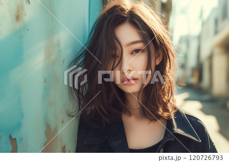 茶髪の美人女性・ヘアスタイル・ファッション「AI生成画像」 120726793