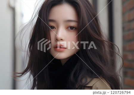 茶髪の美人女性・ヘアスタイル・ファッション「AI生成画像」 120726794