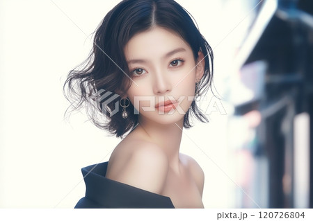 茶髪の美人女性・ヘアスタイル・ファッション「AI生成画像」 120726804