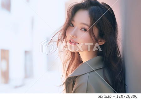 茶髪の美人女性・ヘアスタイル・ファッション「AI生成画像」 120726806